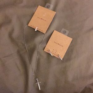Brandy Melville Silver dagger necklace and hoops